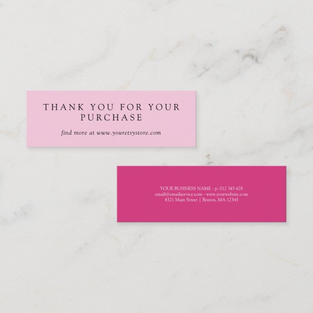 Carte De Fidélité Merci rose pâle rose chaud - Achat (Devant / Derrière)