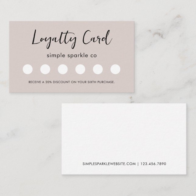 Carte de fidélité minimale moderne Script client (Devant / Derrière)
