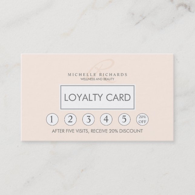 Carte de fidélité minimaliste Whisper Pink (Devant)