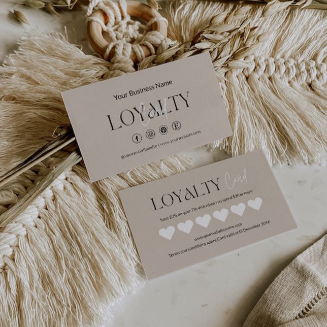 Carte de fidélité Modèle, Cartes de fidélité clien (Loyalty Card Template, Boho Customer Loyalty Cards)