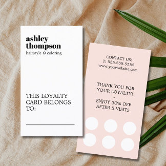 Carte De Fidélité Modern Elegant Stylish Pastel White Hair Salon