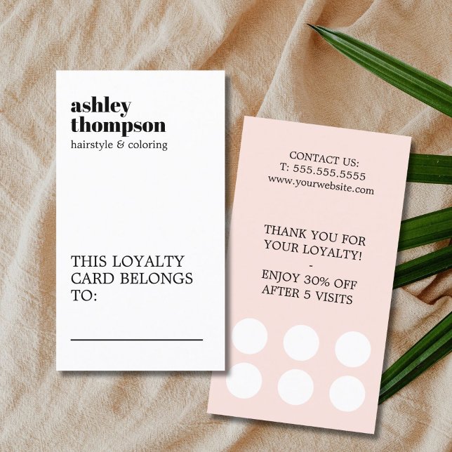 Carte De Fidélité Modern Elegant Stylish Pastel White Hair Salon (Créateur téléchargé)