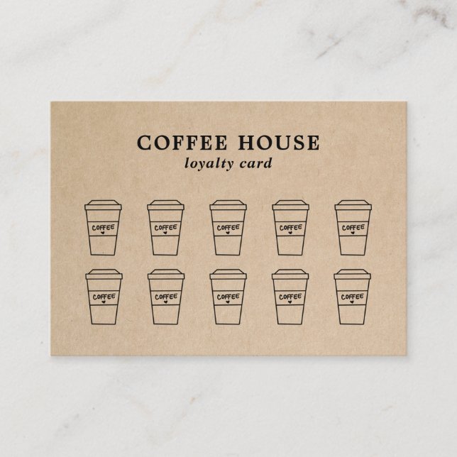 Carte De Fidélité Moderne Cute Brown Café simple (Devant)