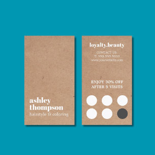 Carte De Fidélité Moderne Design Imprimé Kraft Bold Coiffeur Salon