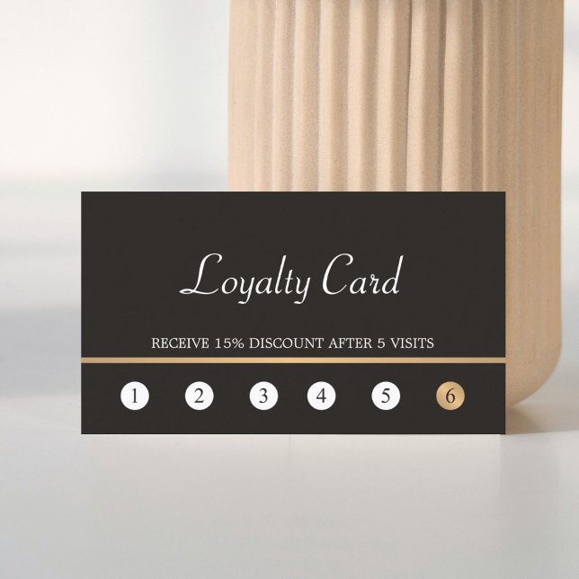 Carte de fidélité moderne Elegk Dark Faux Gold Lin (Créateur téléchargé)