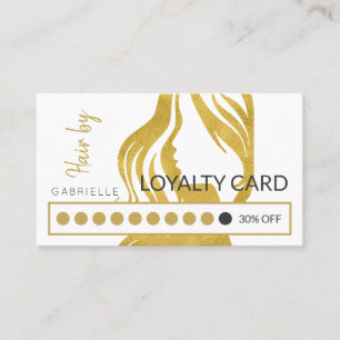 Carte De Fidélité Moderne Gold Woman Head White Hair Salon Punch