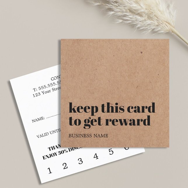 Carte De Fidélité Moderne Imprimé Kraft noir blanc Beauté Bold Salon (Créateur téléchargé)
