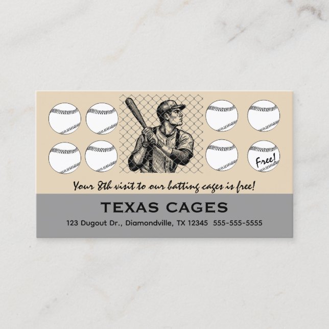 Carte de fidélité modifiable Bateball Cages (Devant)
