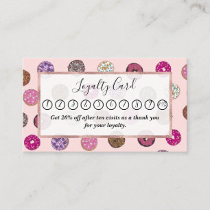 Carte De Fidélité Motif d'aquarelle Artsy Rose Sprinkt Donuts