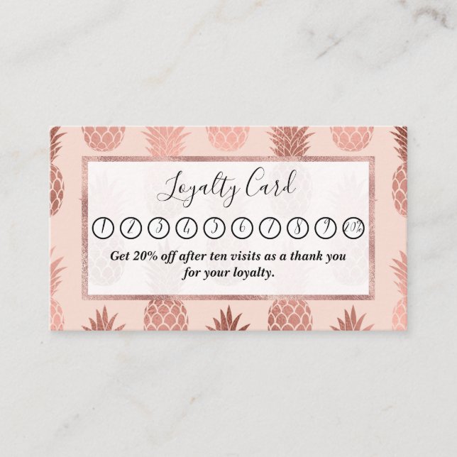 Carte De Fidélité Motif d'été pour ananas Rose tropical (Devant)