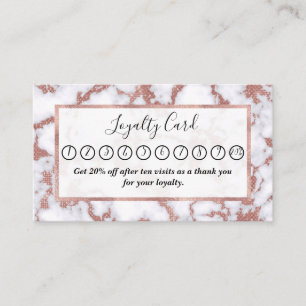 Carte De Fidélité Motif en marbre de Parties scintillant en or rose 