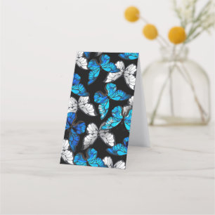 Carte De Fidélité Motif sans couleur foncée avec papillons bleus Mor