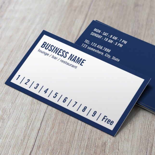 Carte De Fidélité Navy Blue Frame Lounge Bar Loyalty Punch (Créateur téléchargé)