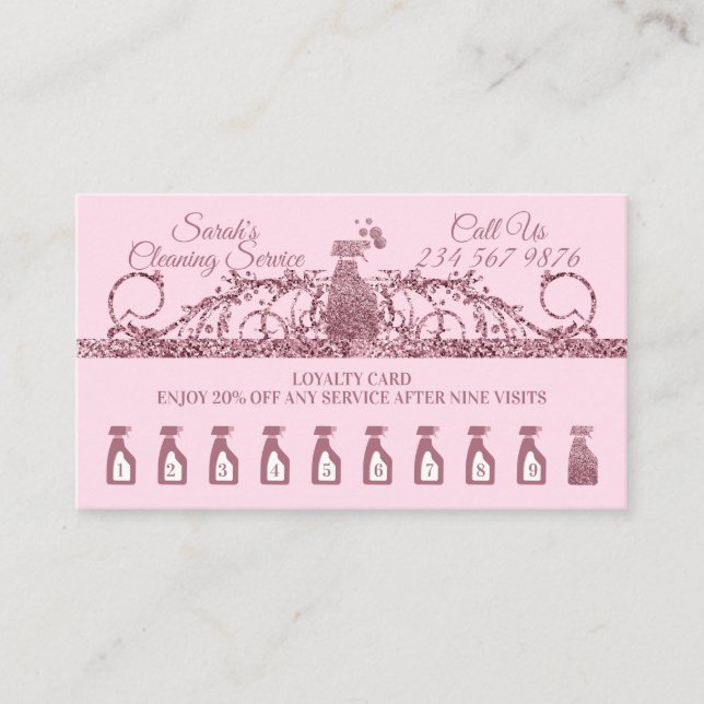 Carte De Fidélité Nettoyage Maid Janitorial étincelant Ménage (Devant)