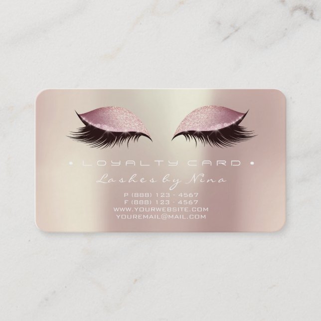 Carte De Fidélité Nina Loyalty Card 6 Beauté Lashes Rose Rose Gold (Devant)