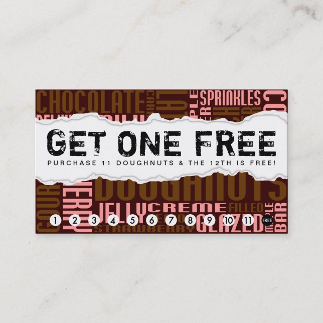 Carte De Fidélité obtenir un DOUGHNUT gratuit (Devant)