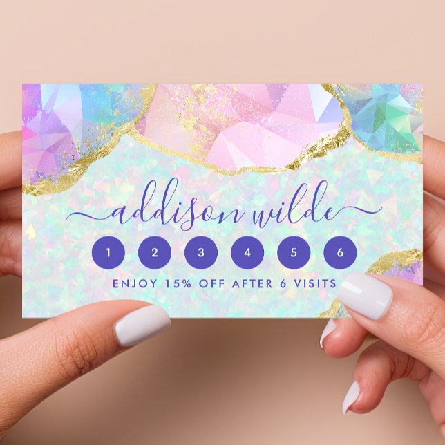 Carte De Fidélité Opal Gemstone Pastel Iridescente Moderne Élégant (Créateur téléchargé)
