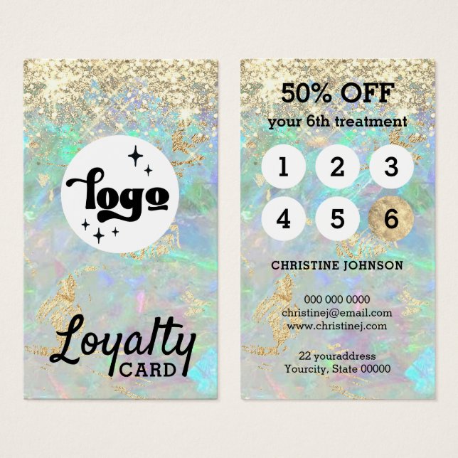 carte de fidélité opal parties scintillant (Devant & derrière)