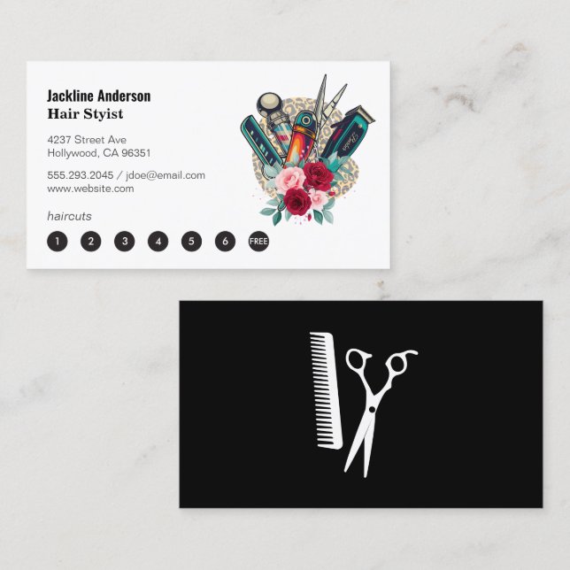 Carte De Fidélité Outils de coupe de cheveux | Salon (Devant / Derrière)