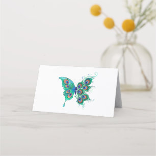 Carte De Fidélité Papillon aux plumes de paon vert