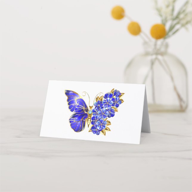 Carte De Fidélité Papillon saphir à fleurs (Devant)
