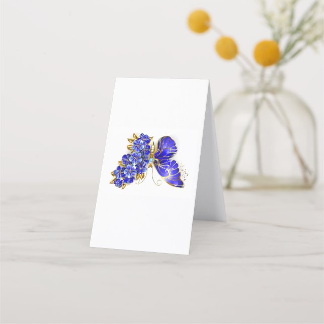 Carte De Fidélité Papillon saphir à fleurs (Dos)