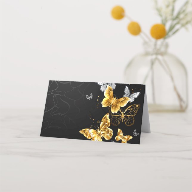 Carte De Fidélité Papillons blancs et dorés (Devant)