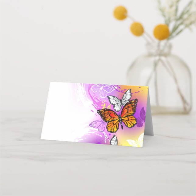 Carte De Fidélité Papillons Monarque sur Arrière - plan pourpre (Devant)
