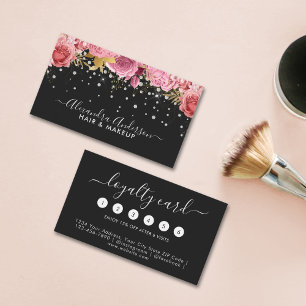 Carte De Fidélité Parties scintillant de diamants floraux rose moder