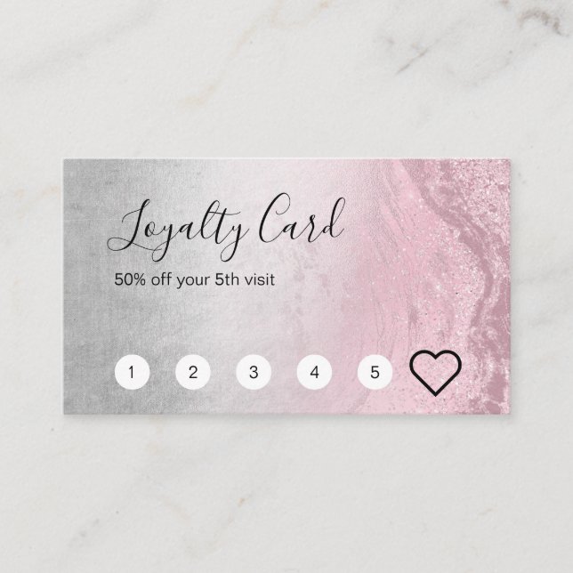 Carte De Fidélité Parties scintillant d'or rose moderne & maquillage (Devant)