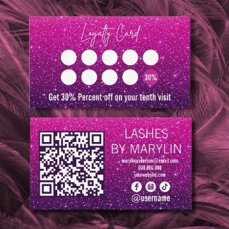 Carte De Fidélité Parties scintillant profonde Magenta et Violet Omb