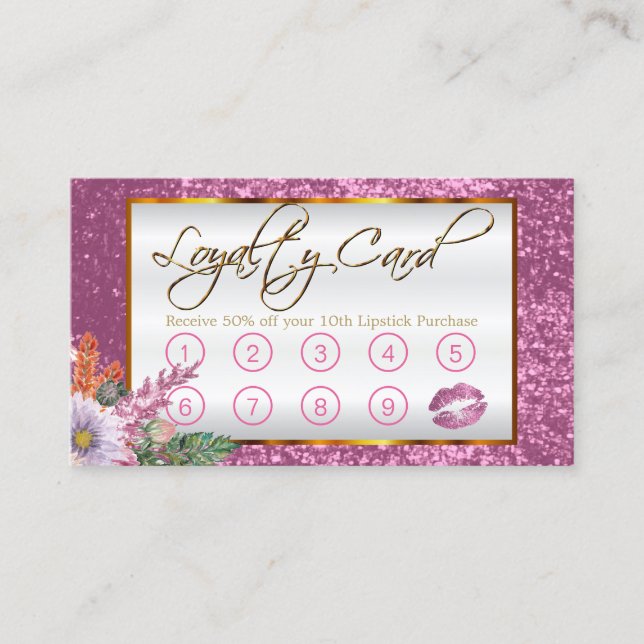 Carte De Fidélité Parties scintillantes assez roses et conception (Devant)