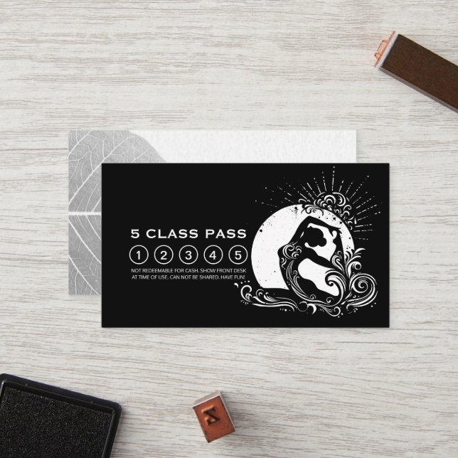 Carte De Fidélité Passe de classe King Pigeon Yoga Blanc Noir (Devant/Arrière en situation)