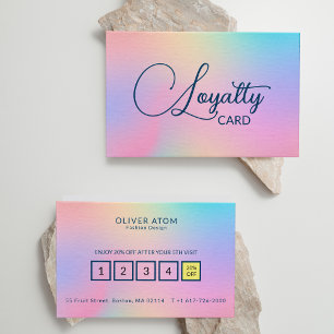 Carte De Fidélité Pastel Holographique Élégant Script Vêtements Stor