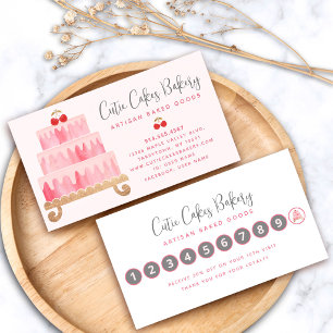 Carte De Fidélité Pâtisserie Blush Gâteau Pâtissier Simple Moderne