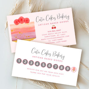 Carte De Fidélité Pâtisserie Rose Gâteau Violet Dessert Pâtisserie C