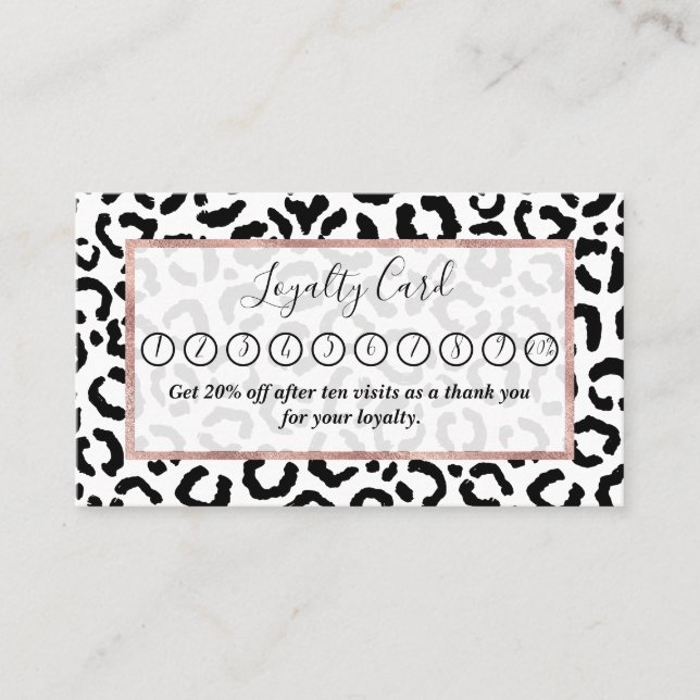 Carte De Fidélité Patteries du Black White Leopard animal (Devant)