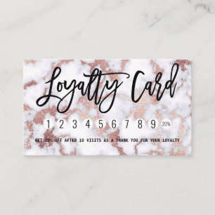 Carte De Fidélité Patterns de Chic Rose Gold White Marble Stone