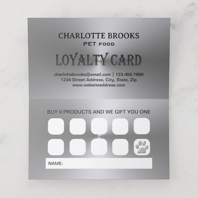 Carte De Fidélité Paw Chien Argent sur le service Grossiste pour Ani (Intérieur déplié)