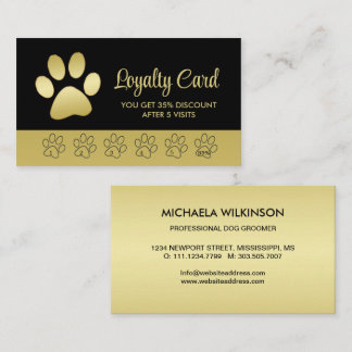 Carte De Fidélité Paw chien brillant or sur le service de grossissem