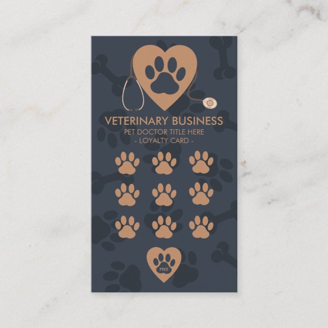 Carte De Fidélité Paws Coeur Stethescope vétérinaire vétérinaire vét (Devant)