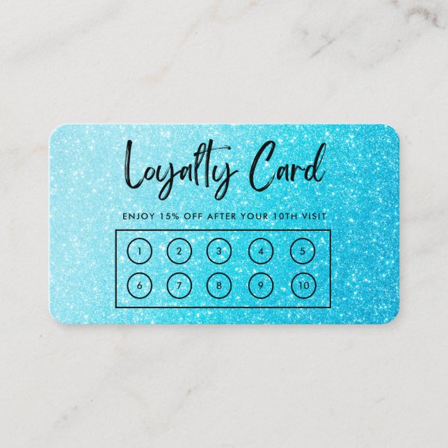 Carte de fidélité personnalisée Blue Faux Parties  (Devant)