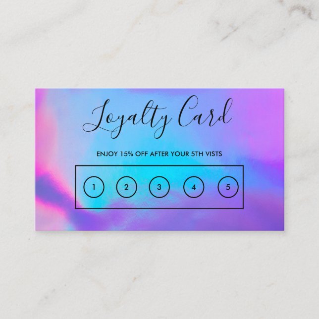 Carte de fidélité personnalisée Faux Holographique (Devant)