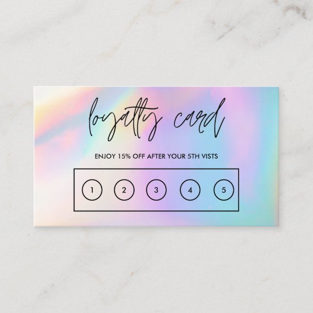 Carte de fidélité personnalisée Faux Holographique (Devant)