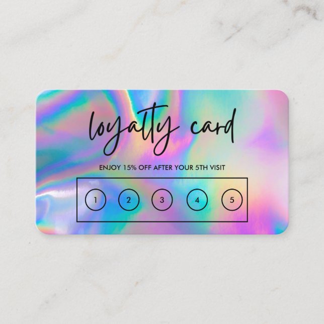 Carte de fidélité personnalisée Faux Holographique (Devant)