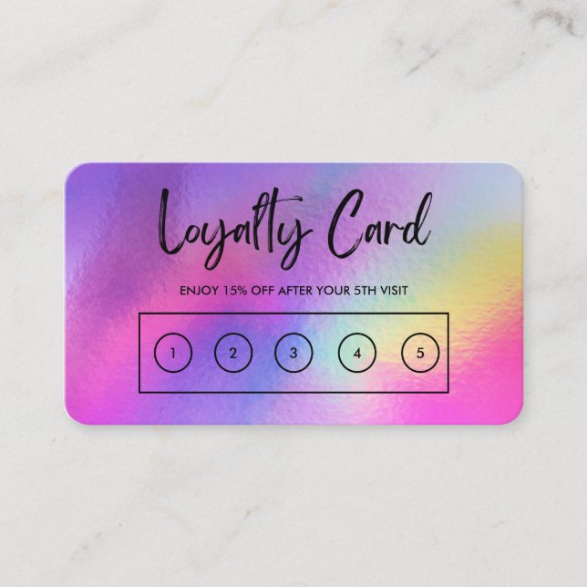 Carte de fidélité personnalisée Faux Holographique (Devant)