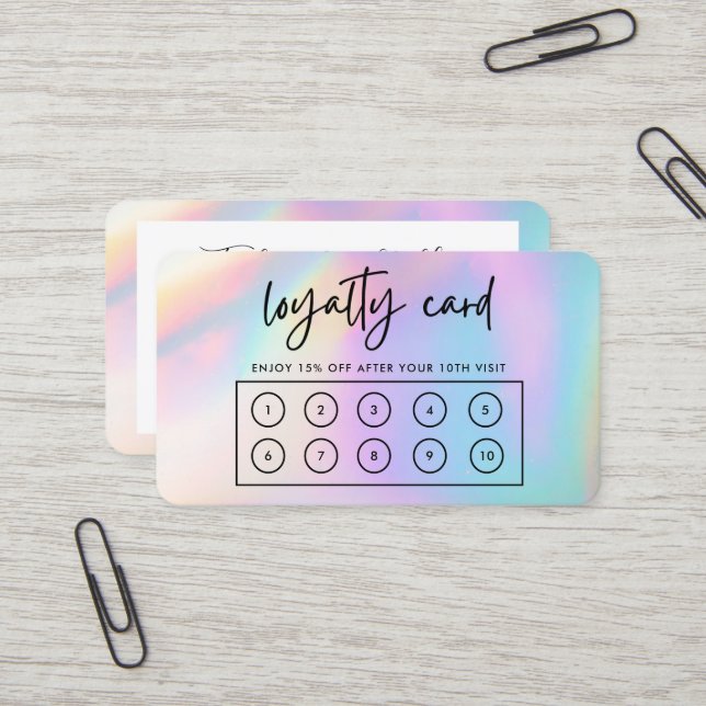 Carte de fidélité personnalisée Faux Pastel (Devant/Arrière en situation)