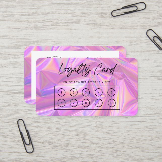 Carte de fidélité personnalisée Faux Rose (Devant/Arrière en situation)