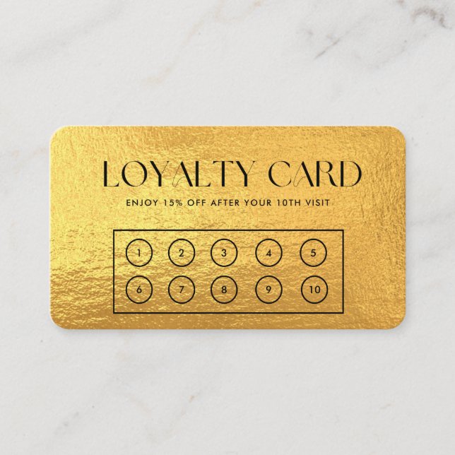 Carte de fidélité personnalisée Gold Modern (Devant)