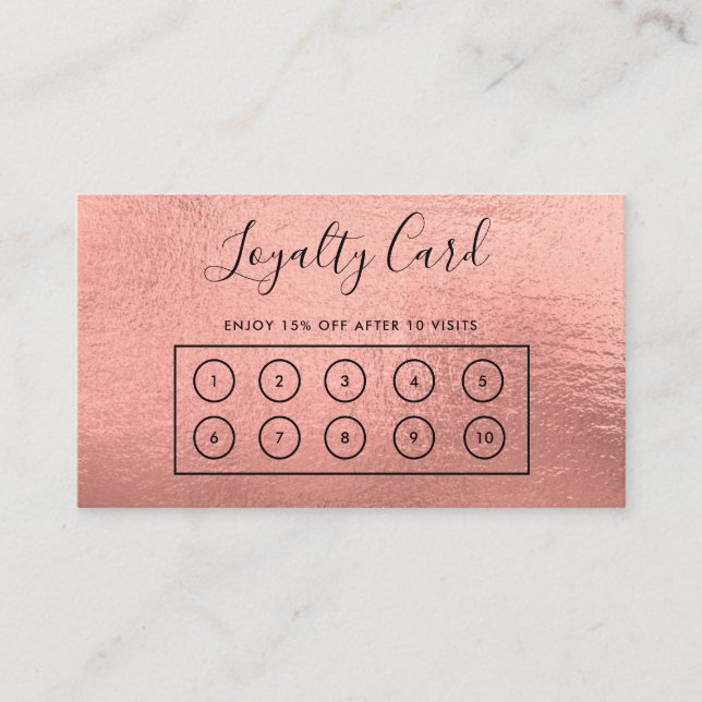 Carte de fidélité personnalisée Gold rose (Devant)